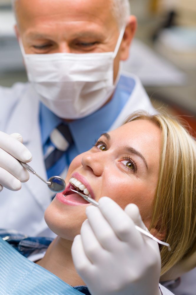 White teeth woman patient at the dentist decay prevention